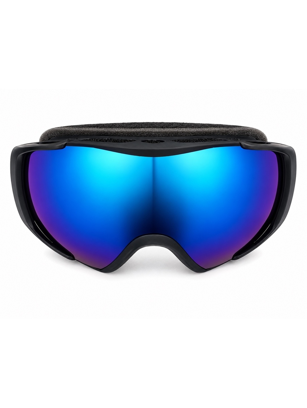 OutdoorMaster OTG Ski Snowboard Goggles Blue Mirror Lens Black | NWT Bag